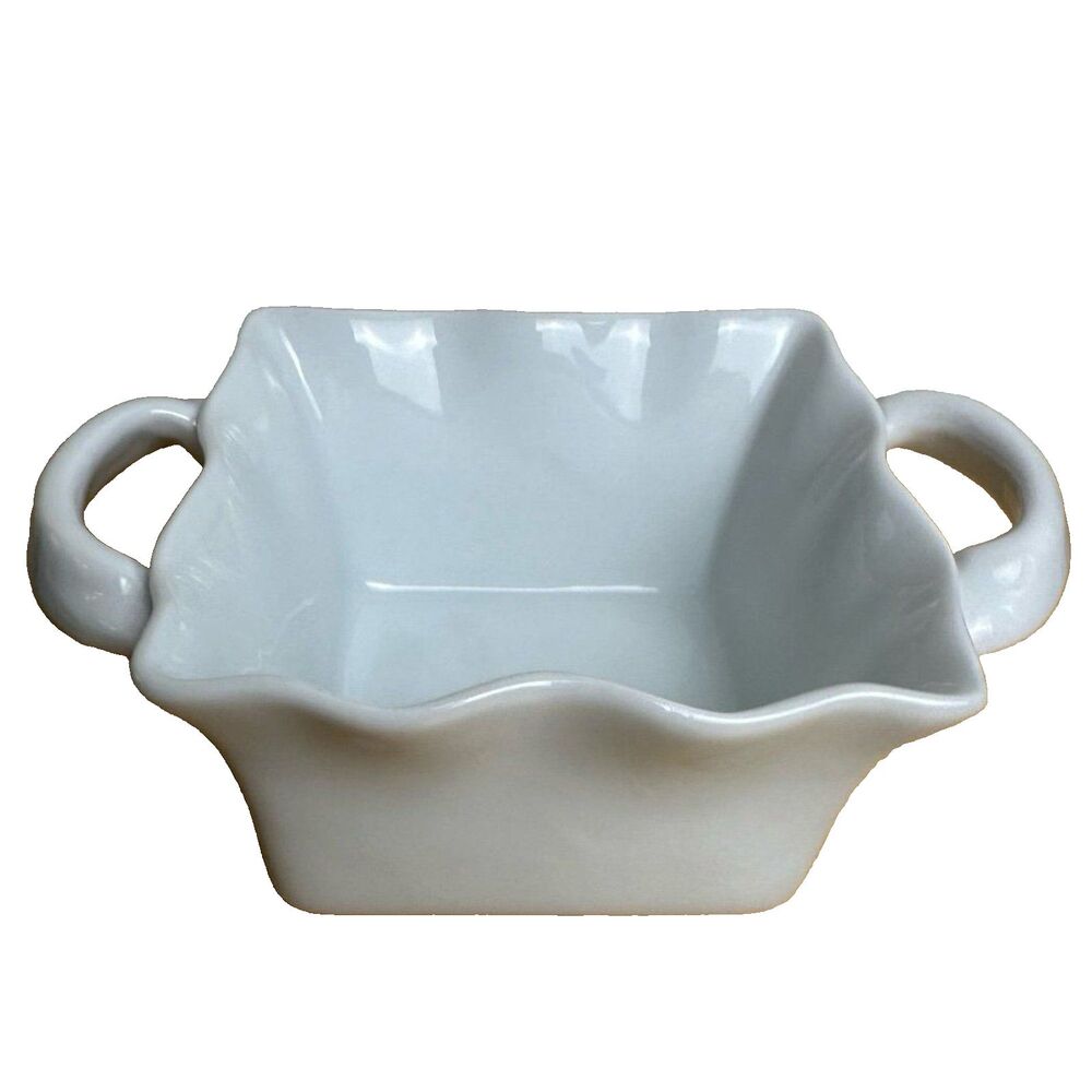 BIA Cordon Bleu Small Square Baking Dish White Scalloped Edge Oven to Table